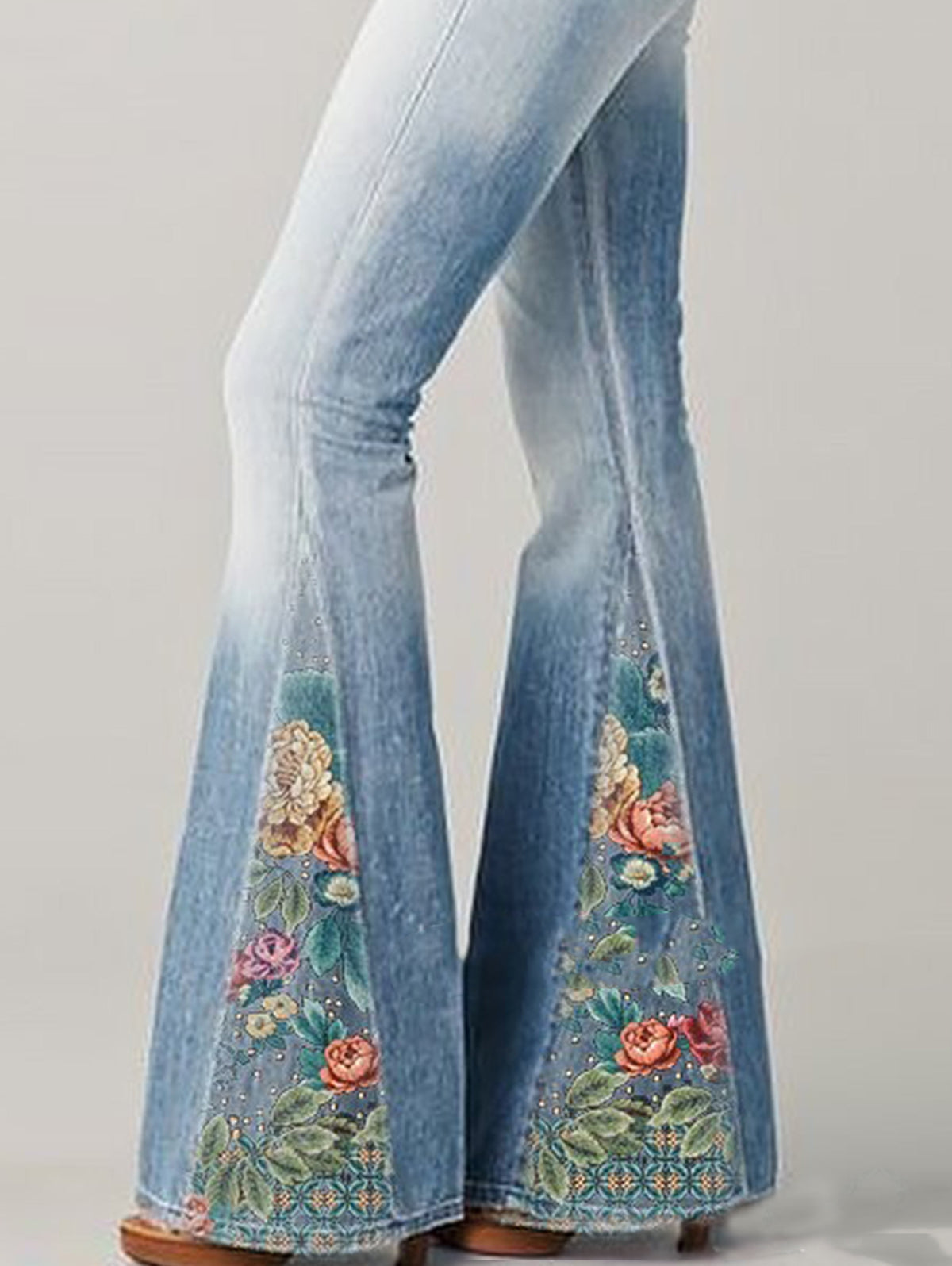 Wide-Leg Pants with Fashionable Floral Print - Luna