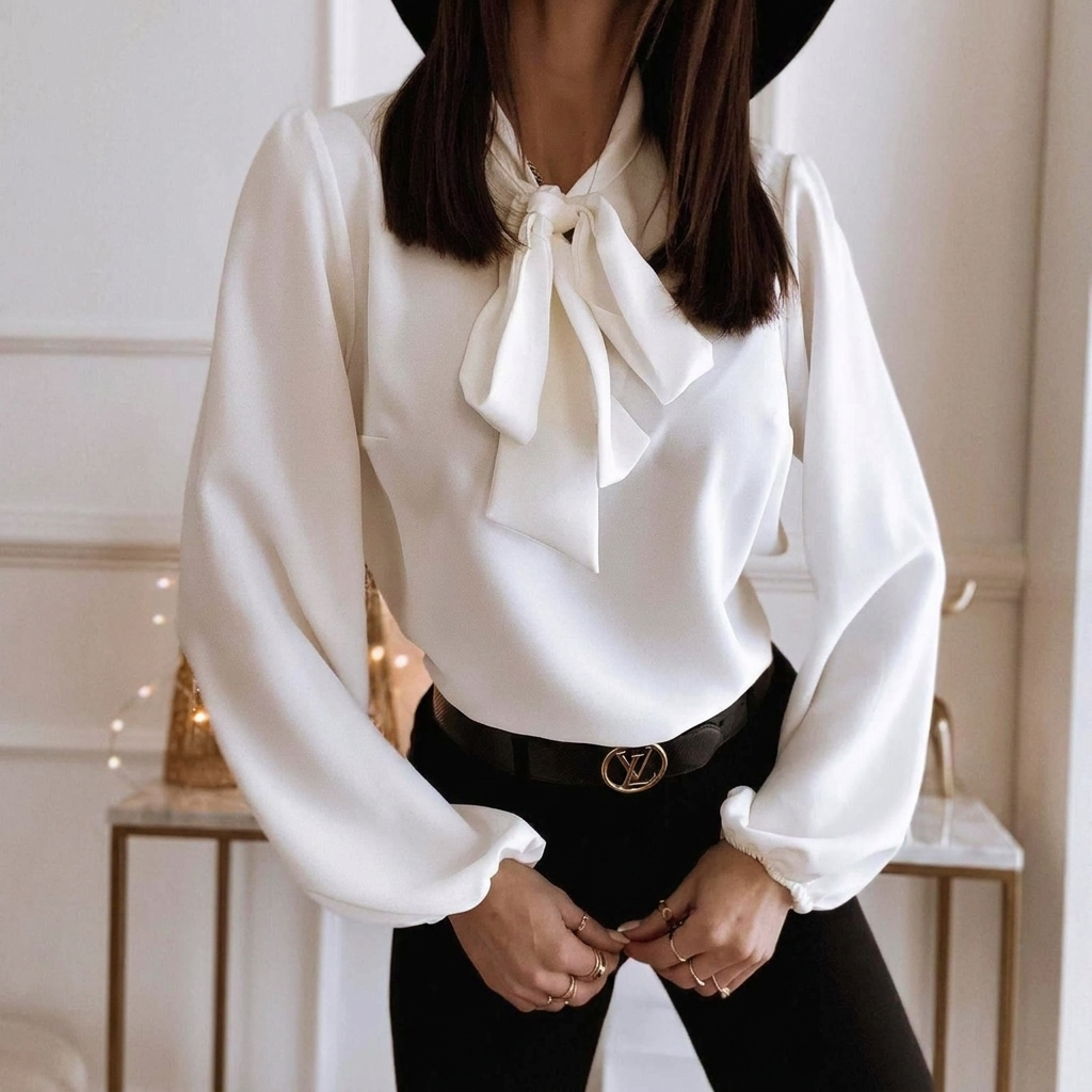 Women's Blouse with Bow and Collar