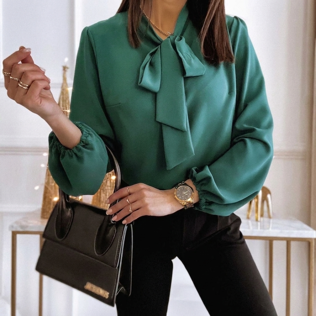 Women's Blouse with Bow and Collar