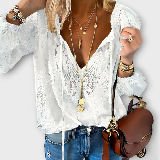 Women's Boho V-Neck Long-Sleeve Casual Top