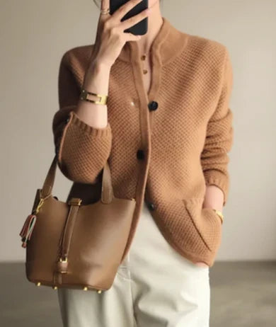 Women's Button-Front Cable Cardigan