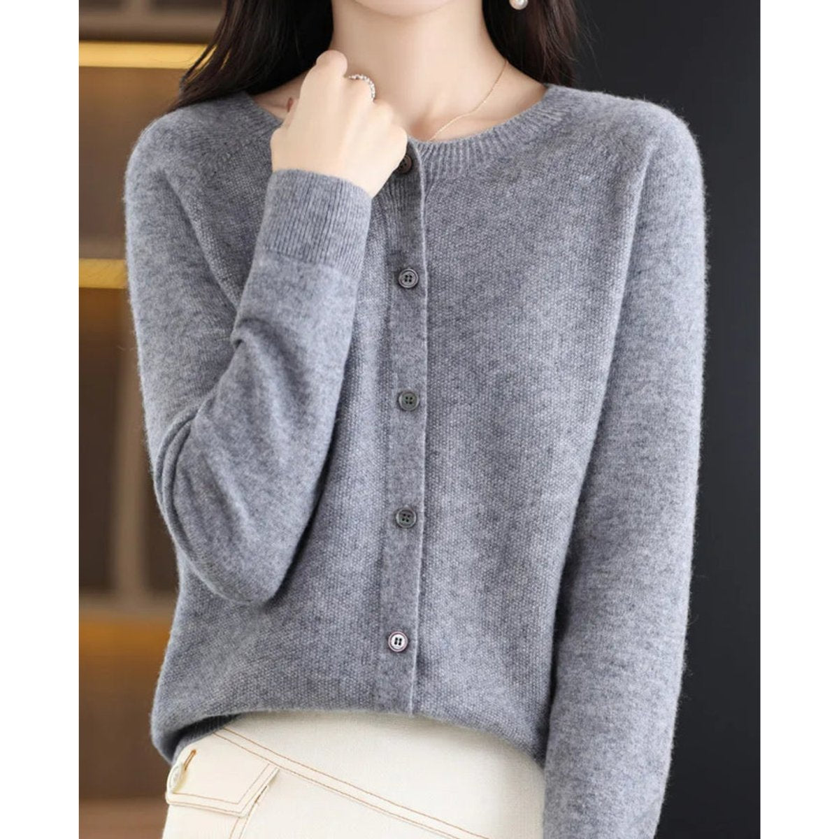 Women's Button-Front V-Neck Cardigan Sweater
