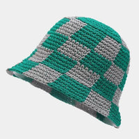 Women's Crochet Plaid Bucket Hat