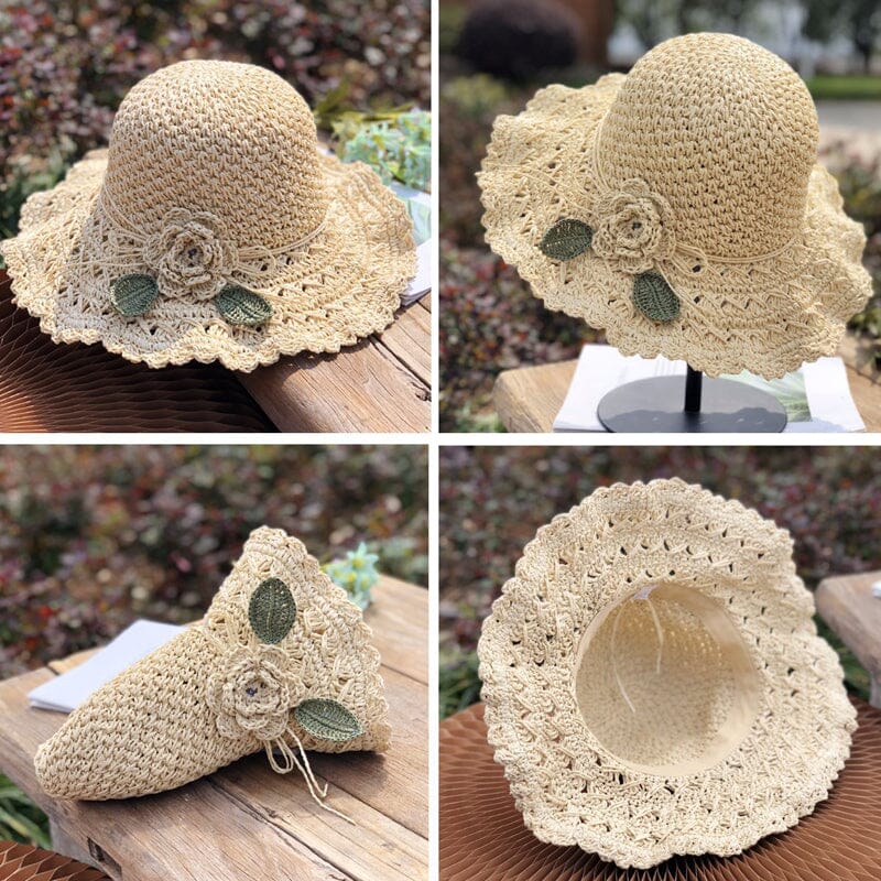 Women's Crochet Sun Hat with Ruffle Detail
