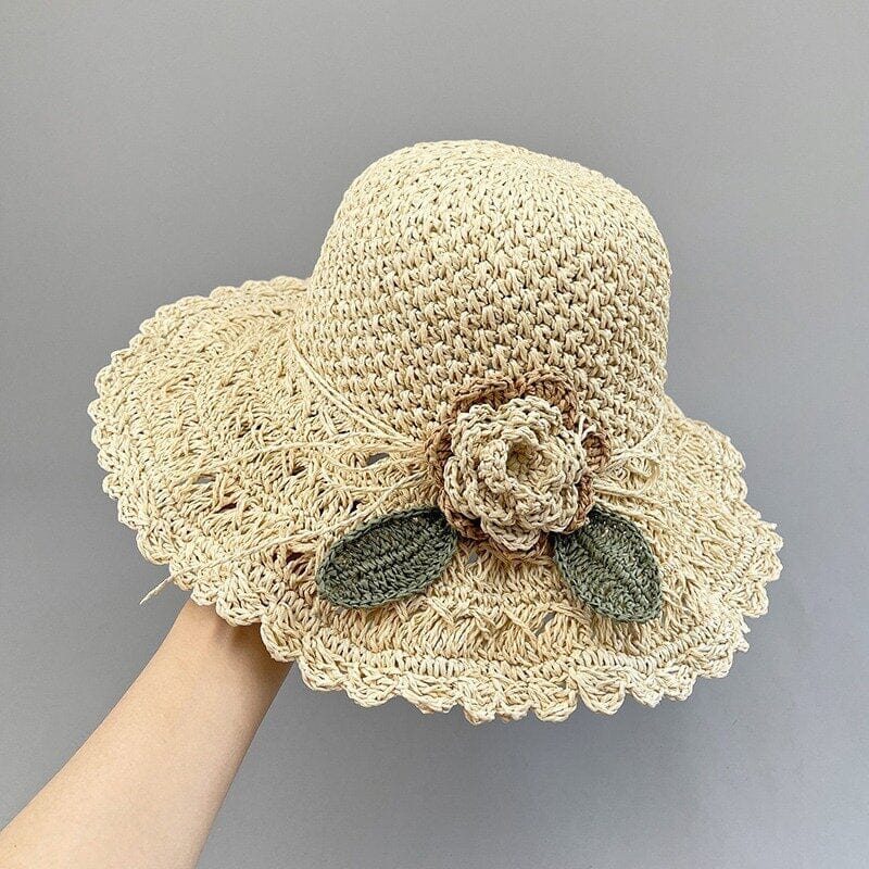 Women's Crochet Sun Hat with Ruffle Detail