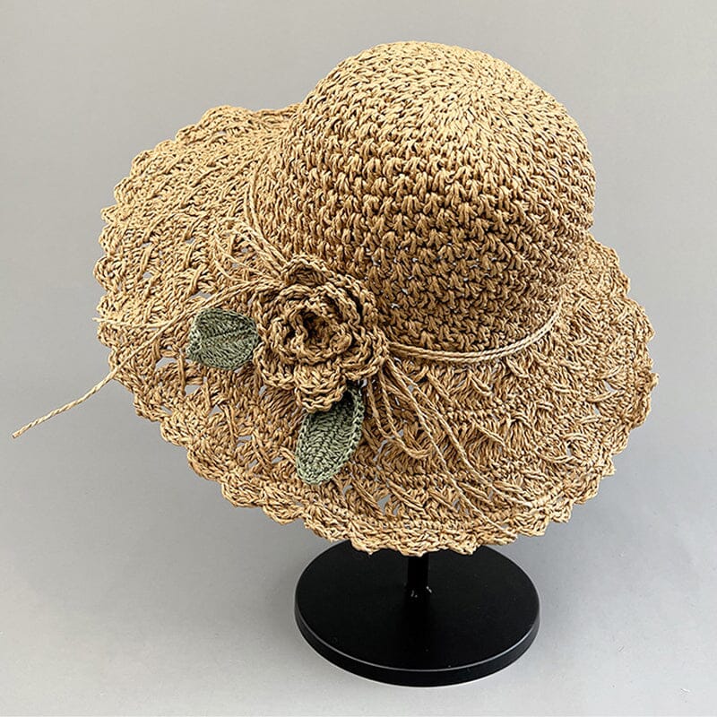 Women's Crochet Sun Hat with Ruffle Detail