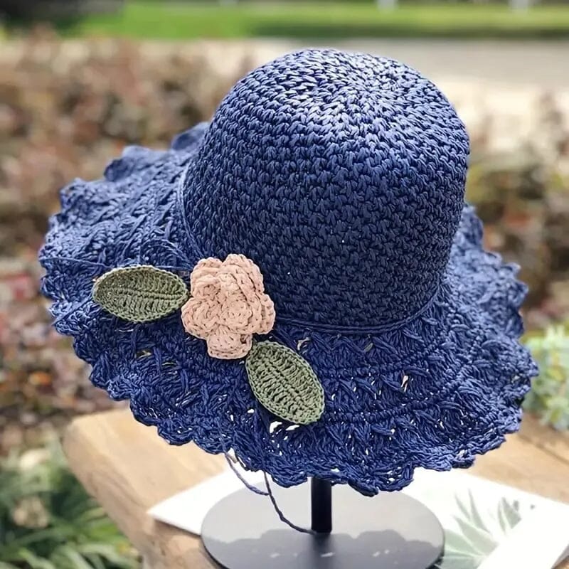Women's Crochet Sun Hat with Ruffle Detail