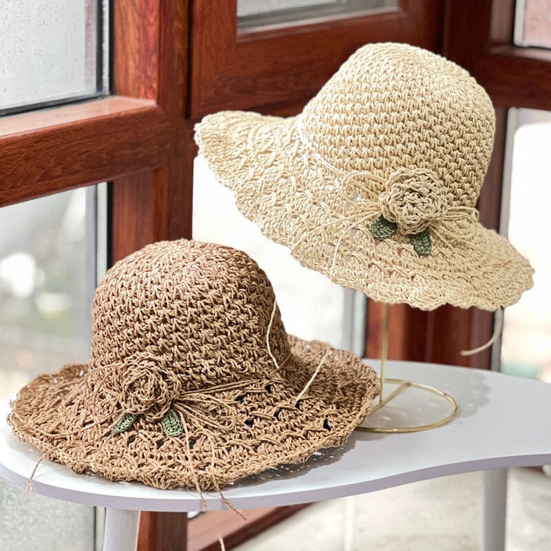 Women's Crochet Sun Hat with Ruffle Detail