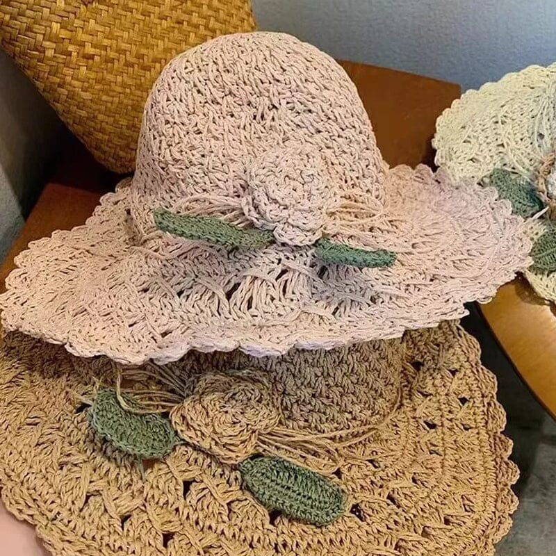 Women's Crochet Sun Hat with Ruffle Detail