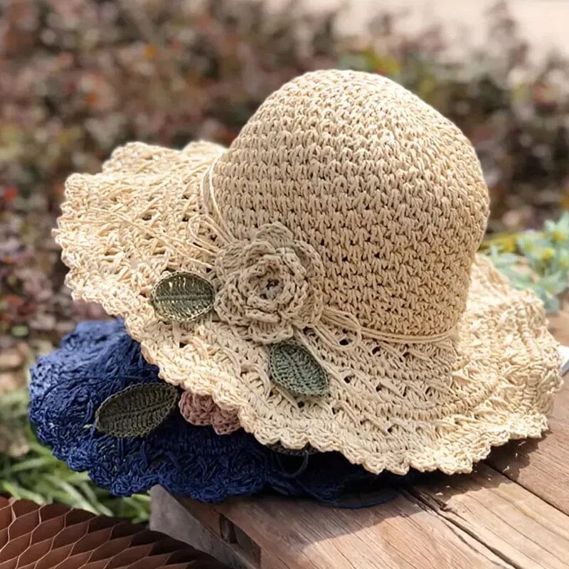 Women's Crochet Sun Hat with Ruffle Detail