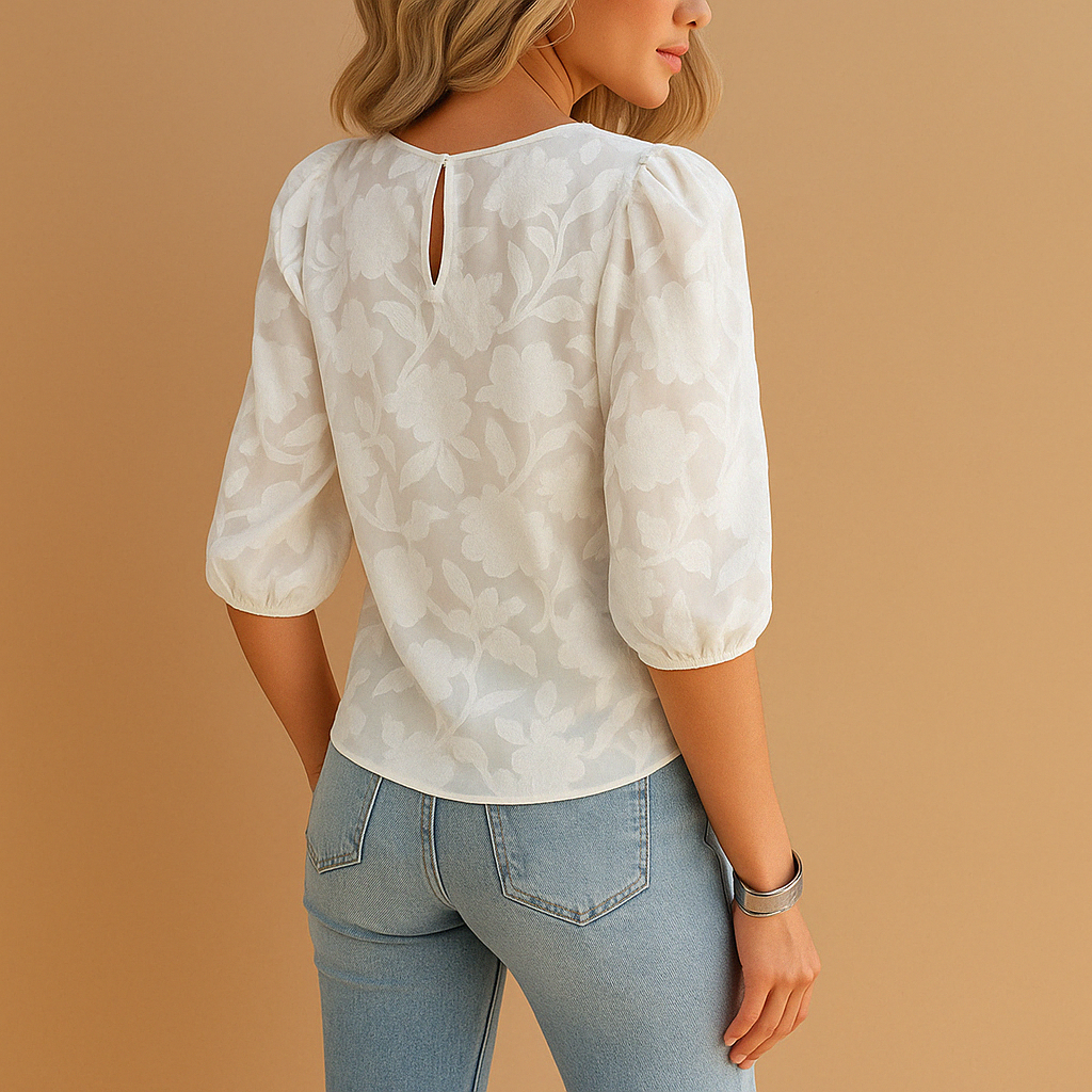Women's Elbow-Sleeve Floral Blouse