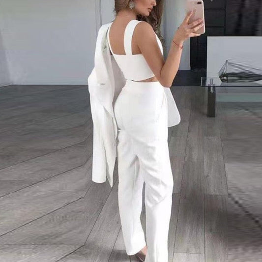 Women's Elegant 3-Piece Blazer Set with Pants and Top