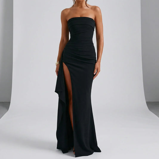 Women's Evening Maxi Dress with High Slit – Elegant and Flattering