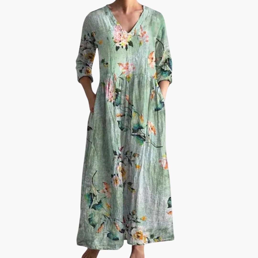 Women's Floral V-Neck Maxi Dress