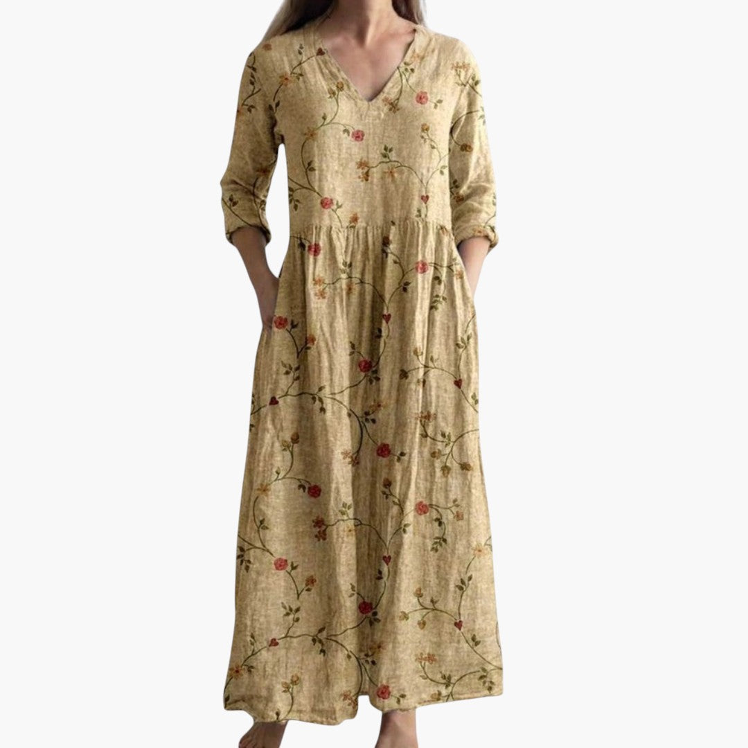 Women's Floral V-Neck Maxi Dress
