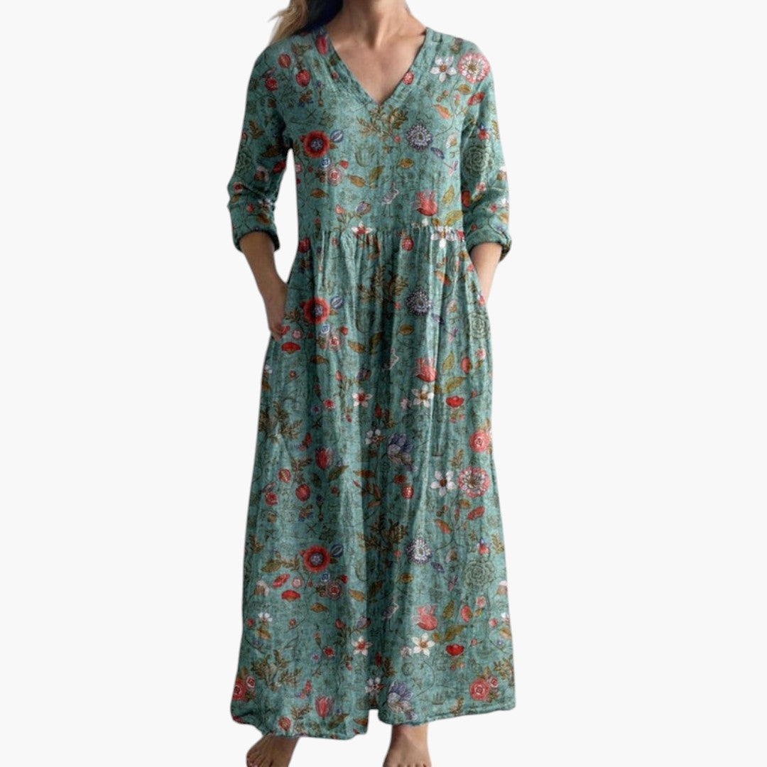 Women's Floral V-Neck Maxi Dress