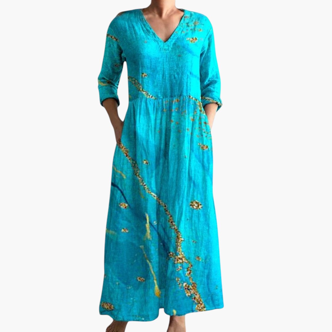 Women's Floral V-Neck Maxi Dress