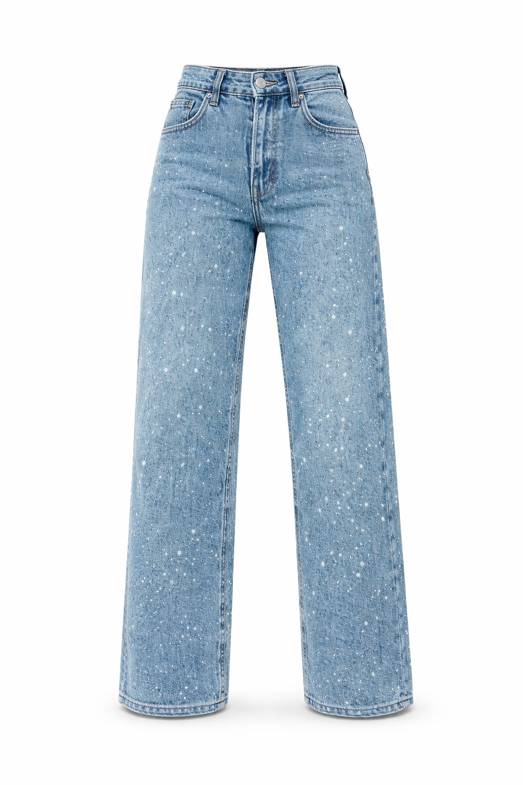 Women's High-Waist Wide-Leg Glitter Straight Jeans