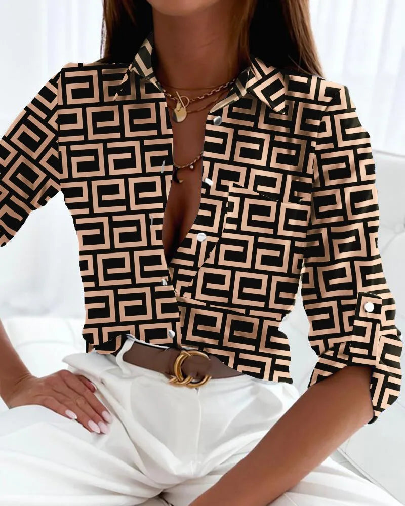 Women's Long Sleeve Button-Down Blouse