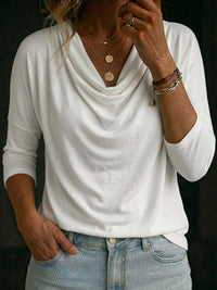 Women's Long Sleeve Cowl Neck Blouse