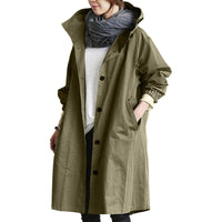 Women's Long Waterproof Raincoat with Adjustable Hood