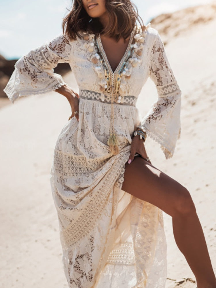Women's Maxi Dress - Elegant Bohemian Summer Style