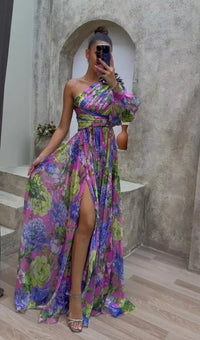 Women's One-Shoulder Floral Maxi Dress