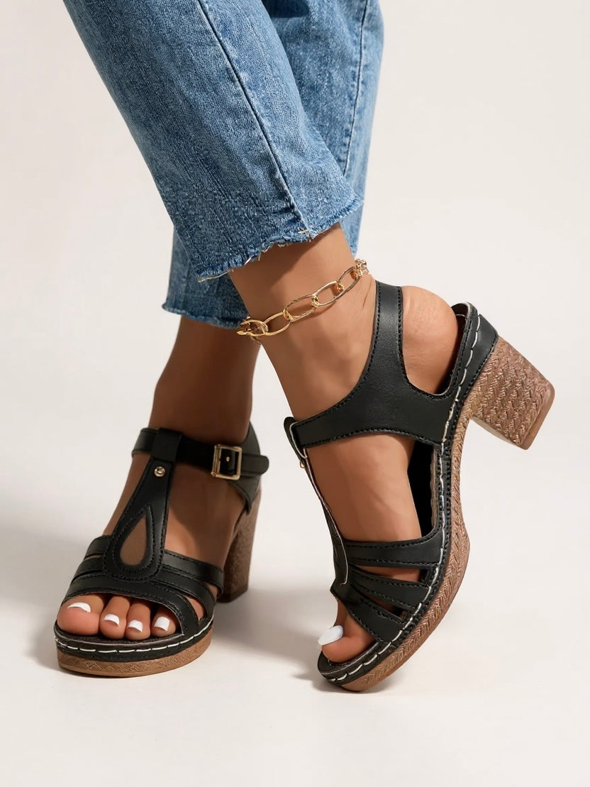 Women's Orthopedic Block Heel Sandals with Cushioned Insole