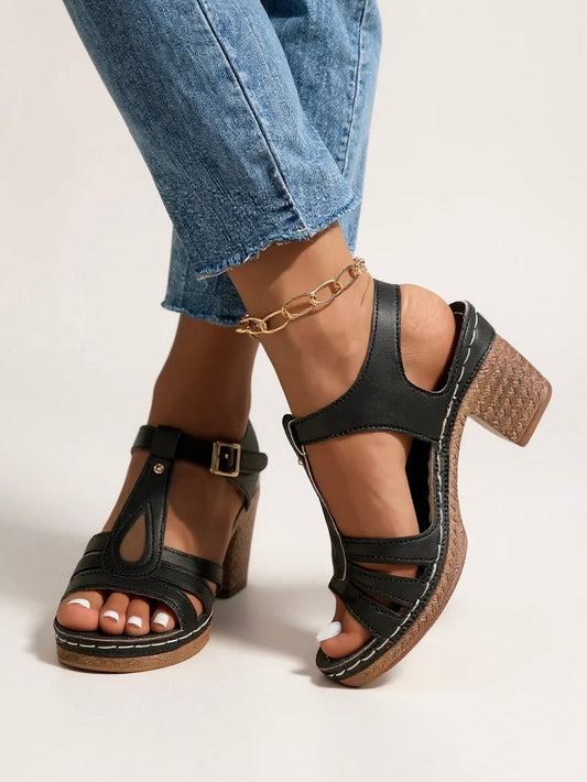 Women's Orthopedic Block Heel Sandals with Cushioned Insole