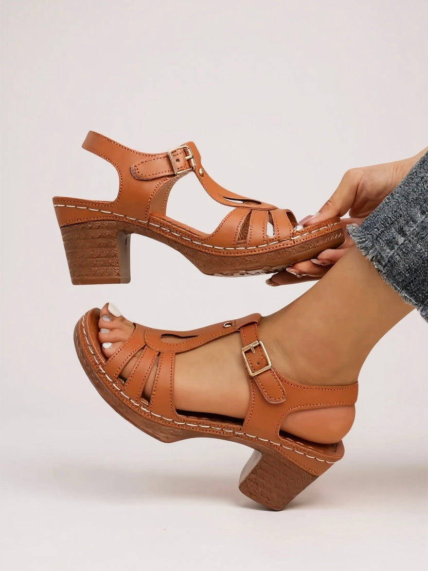 Women's Orthopedic Block Heel Sandals with Cushioned Insole