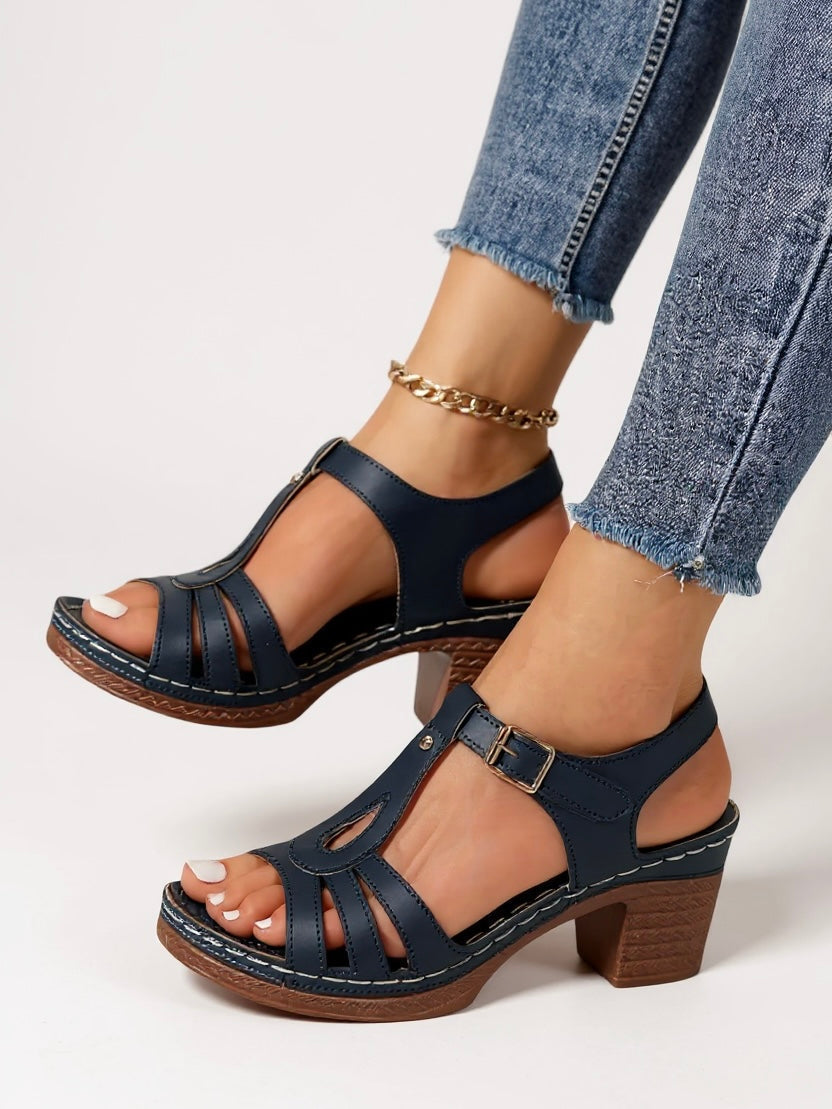 Women's Orthopedic Block Heel Sandals with Cushioned Insole