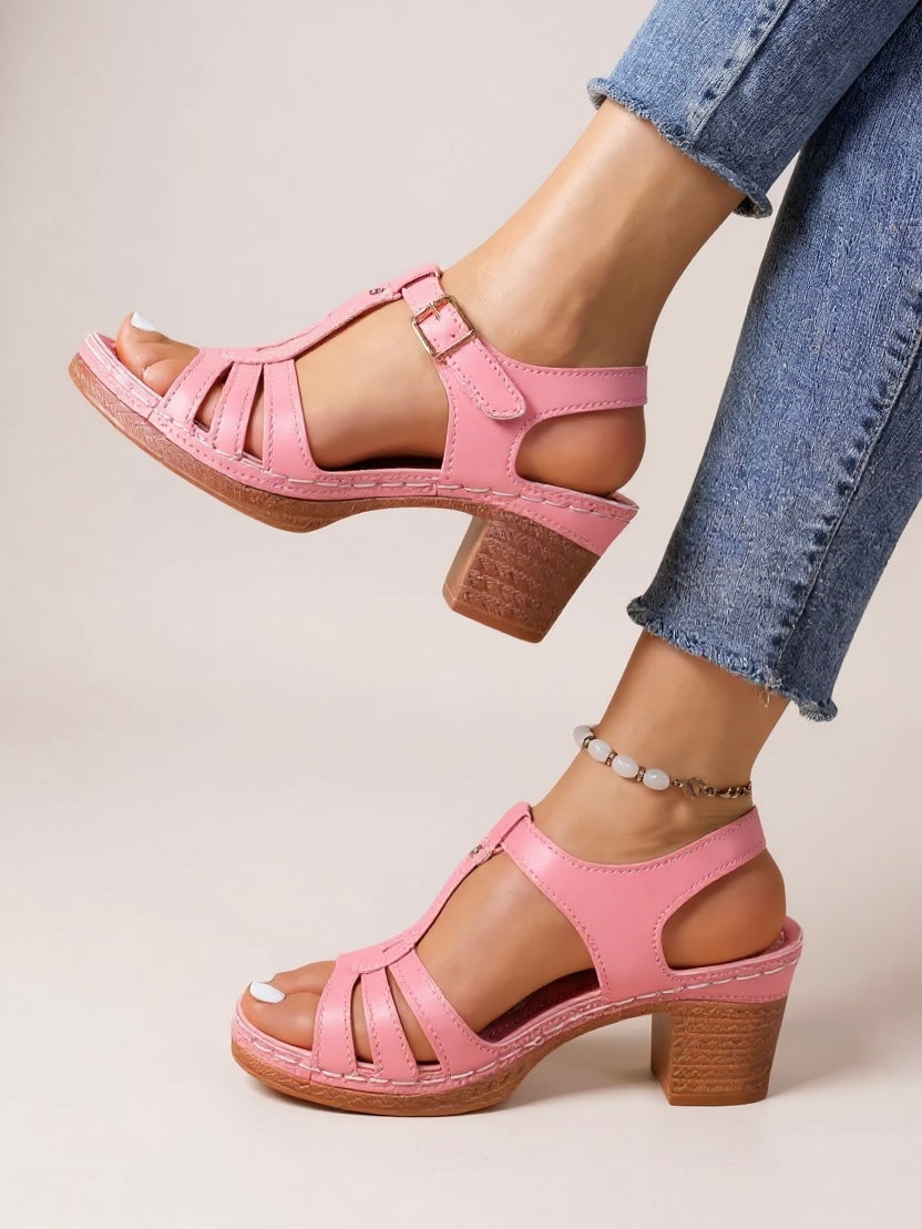 Women's Orthopedic Block Heel Sandals with Cushioned Insole