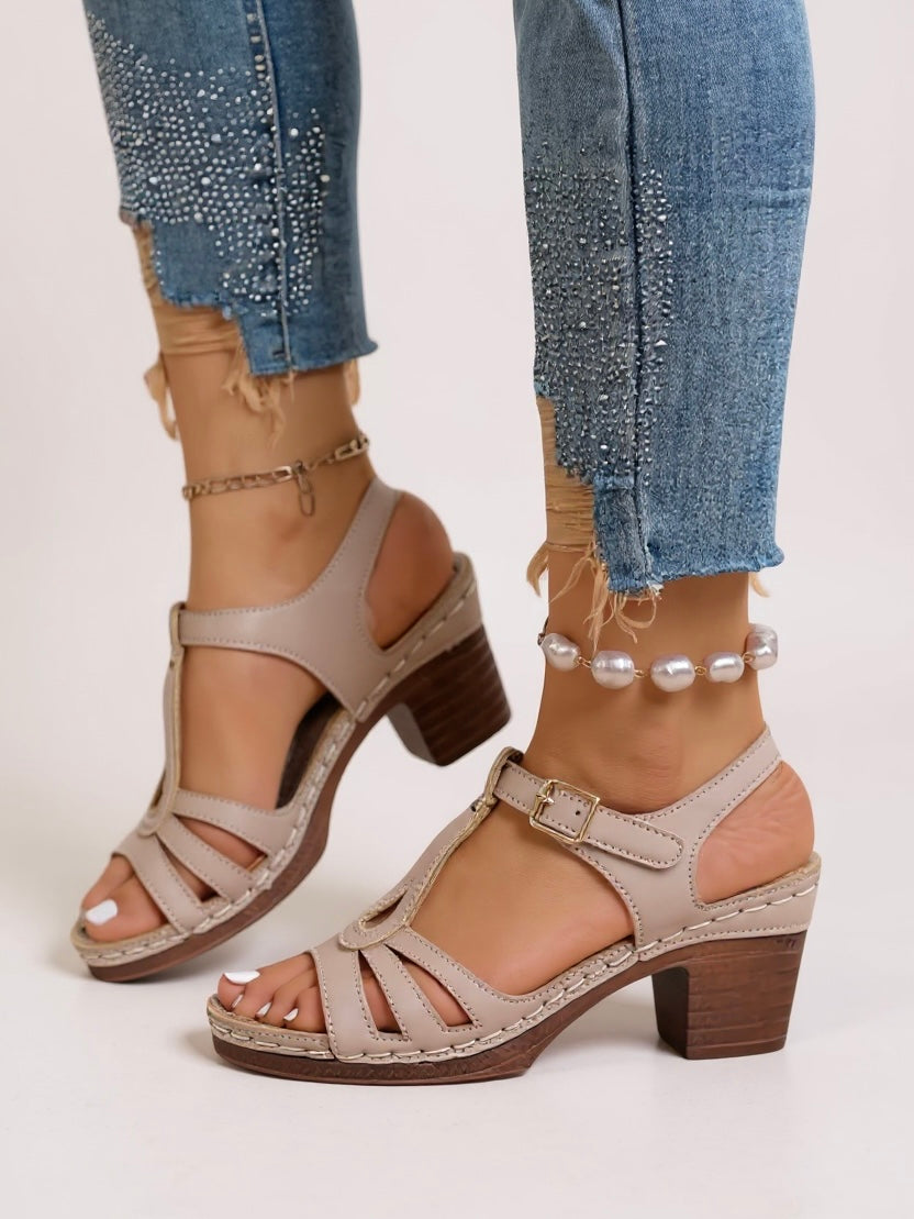 Women's Orthopedic Block Heel Sandals with Cushioned Insole