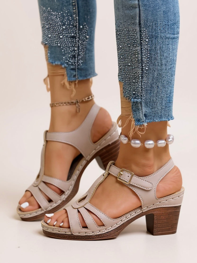 Women's Orthopedic Block Heel Sandals with Cushioned Insole