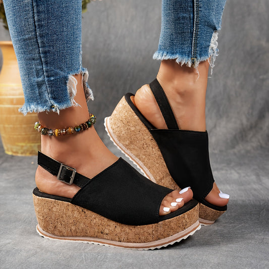 Women's Orthopedic Platform Wedge Sandals with Buckle Strap