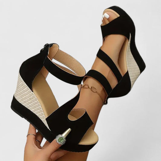 Women's Orthopedic Wedge Sandals with Elastic Straps and Heel
