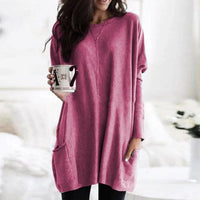 Women's Oversized Long-Sleeve Pocket Tunic Top