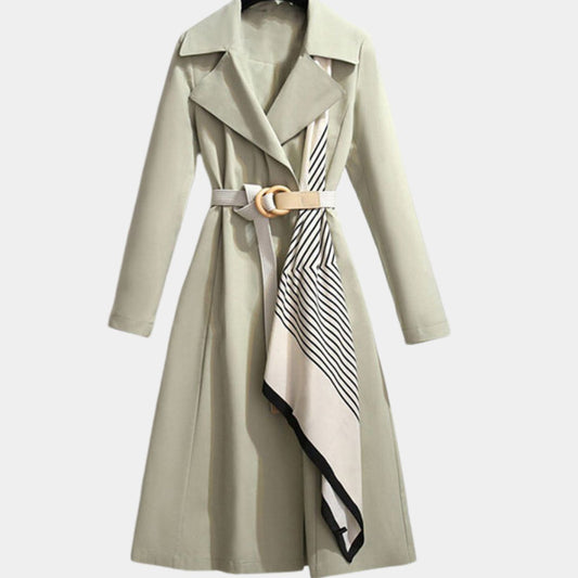 Women's Relaxed Elegant Belted Midi Trench Coat