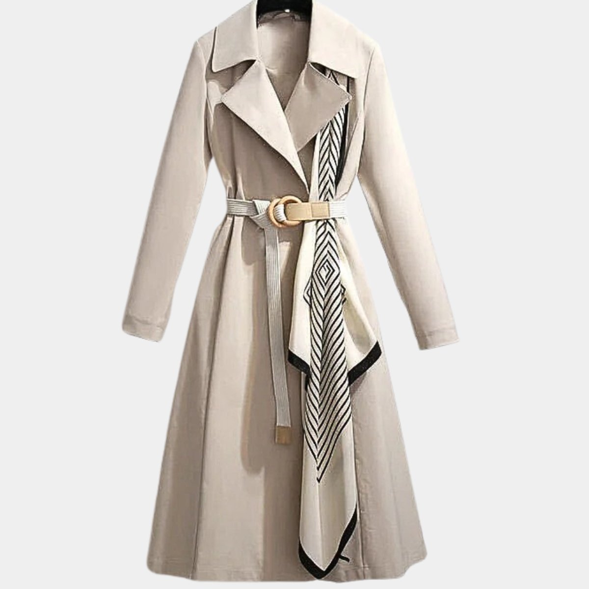 Women's Relaxed Elegant Belted Midi Trench Coat