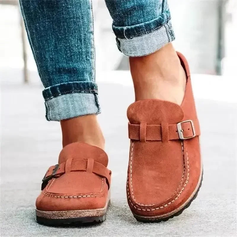 Women's Retro Buckle Flat Mules