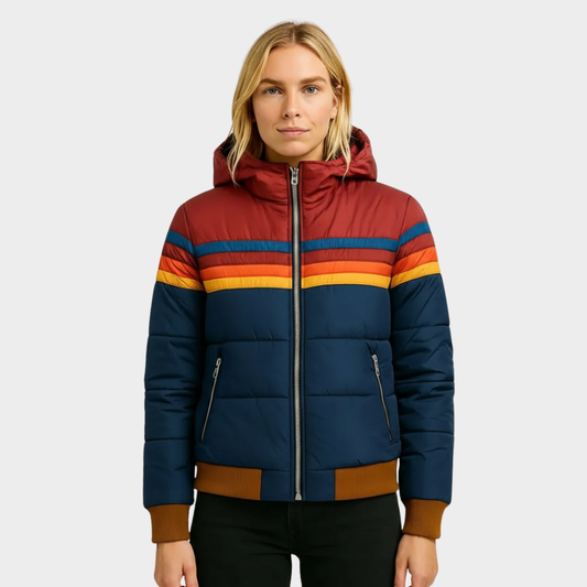 Women's Retro Multicoloured Quilted Jacket