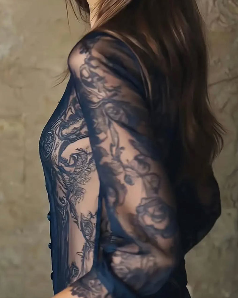 Women's Sheer Button-Up Blouse