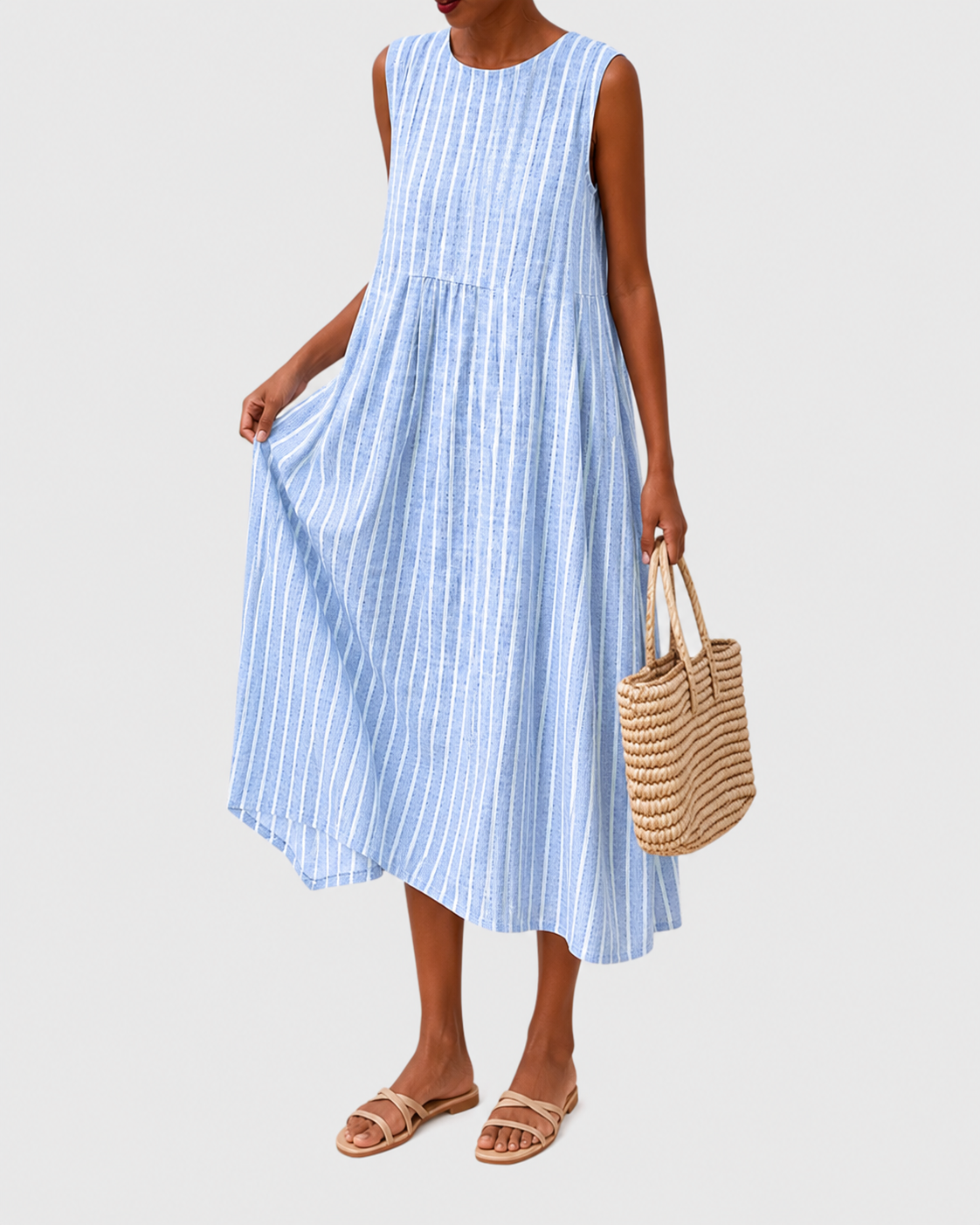 Women's Sleeveless Relaxed Fit Casual Knee-Length Dress