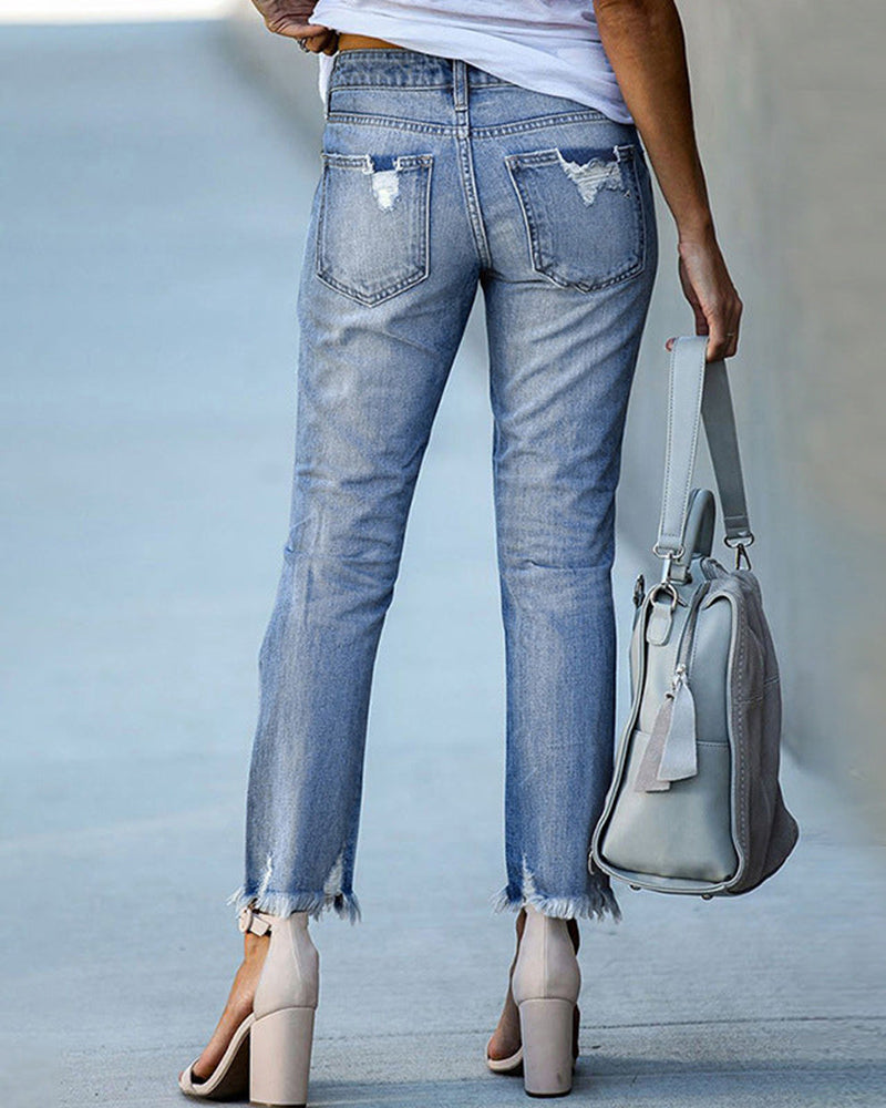 Women's Slim Fit Distressed Jeans