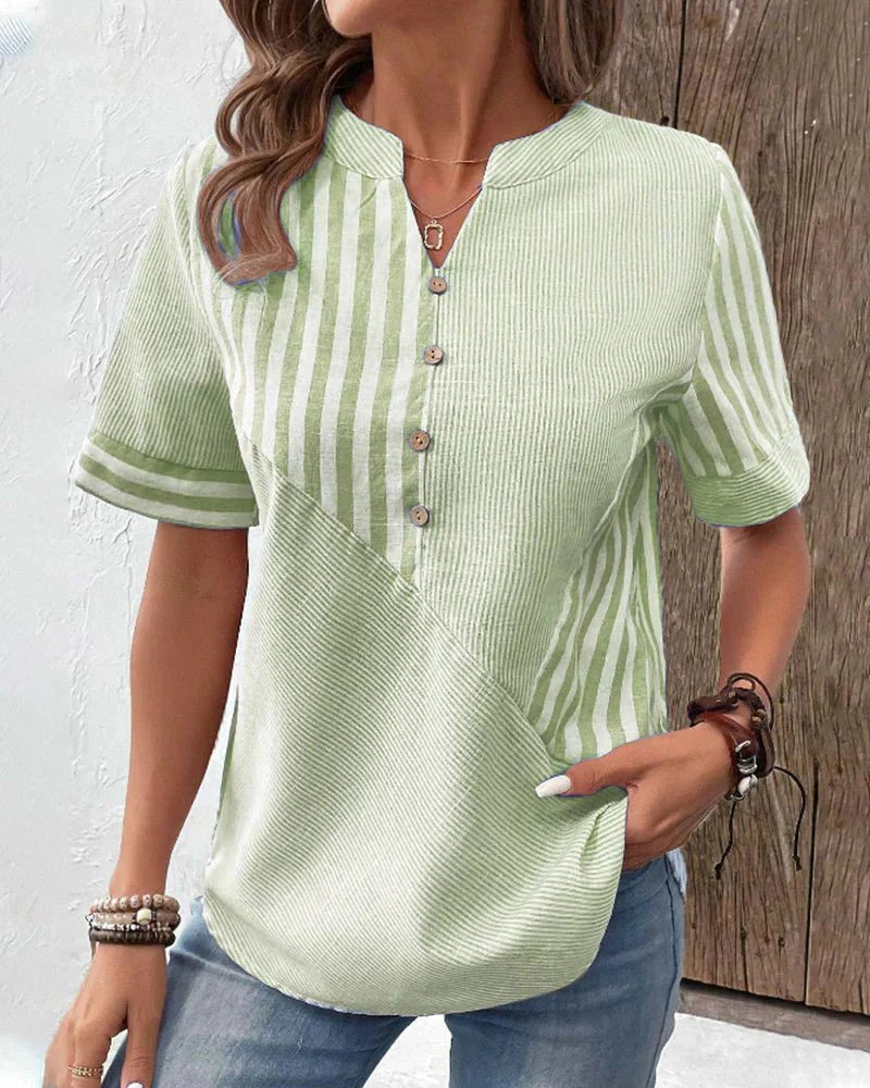 Women's Striped Button-Down Blouse