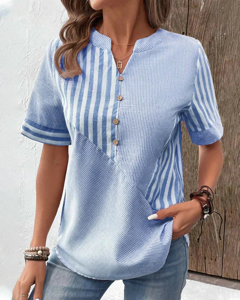 Women's Striped Button-Down Blouse