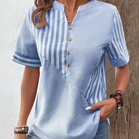 Women's Striped Button-Down Blouse