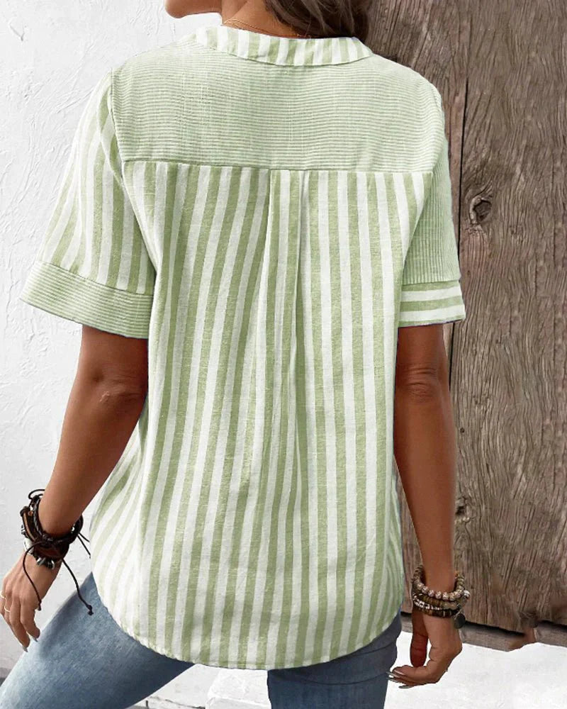 Women's Striped Button-Down Blouse