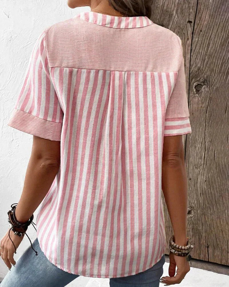 Women's Striped Button-Down Blouse