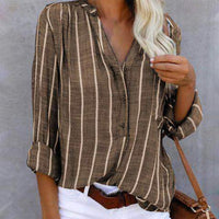 Women's Striped V-Neck Blouse